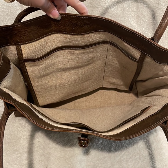 Genten Tosca Leather Brown Tote Shoulder Hand Bag Gently Used - Picture 5 of 14